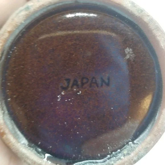 Vintage Japan Dark Brown Green Drip Glaze Trigger Handle Pottery Creamer Pitcher - Picture 7 of 9